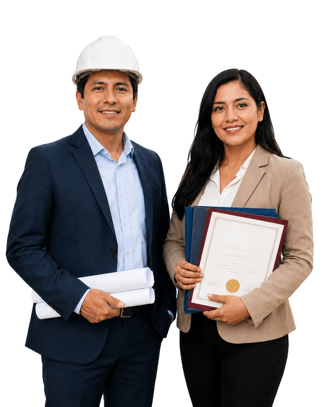 Profesionales de IPECEP con certificados y planos